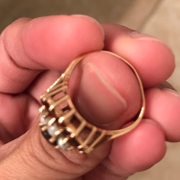 Genuine Garnets and pearls ring - Picture 3 of 7